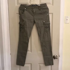 Green army colored pants.